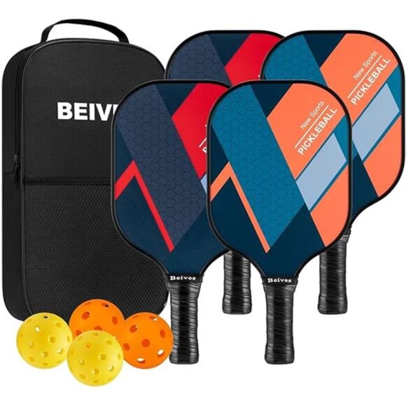 Pickleball Paddles Fiberglass Surface Pickleball Paddles Set of 4 Pickleball Set - Picture 8 of 8